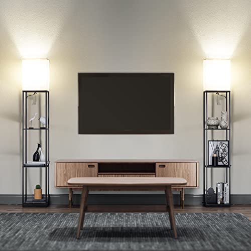 Boho Modern Floor Lamp with Shelves