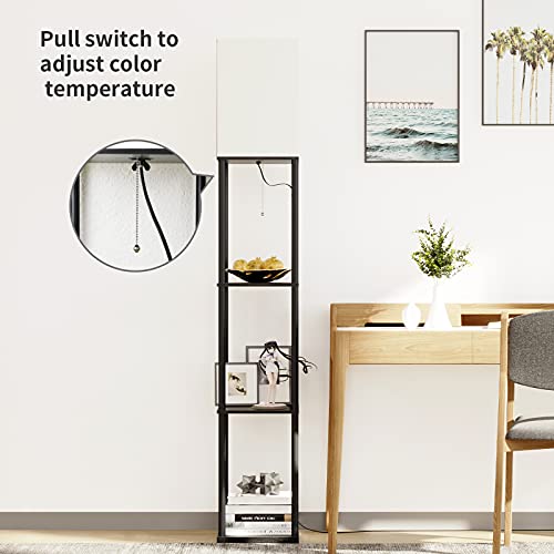 Boho Modern Floor Lamp with Shelves