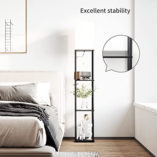 Boho Modern Floor Lamp with Shelves