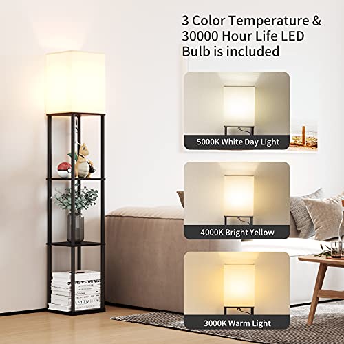 Boho Modern Floor Lamp with Shelves