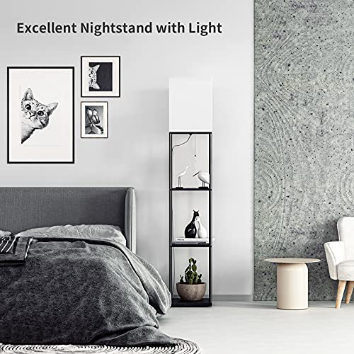 Boho Modern Floor Lamp with Shelves