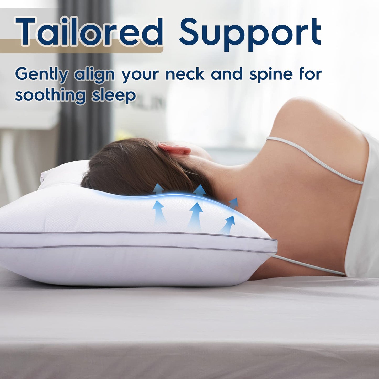 Set of 2 Pillows for Back, Stomach, or Side Sleepers