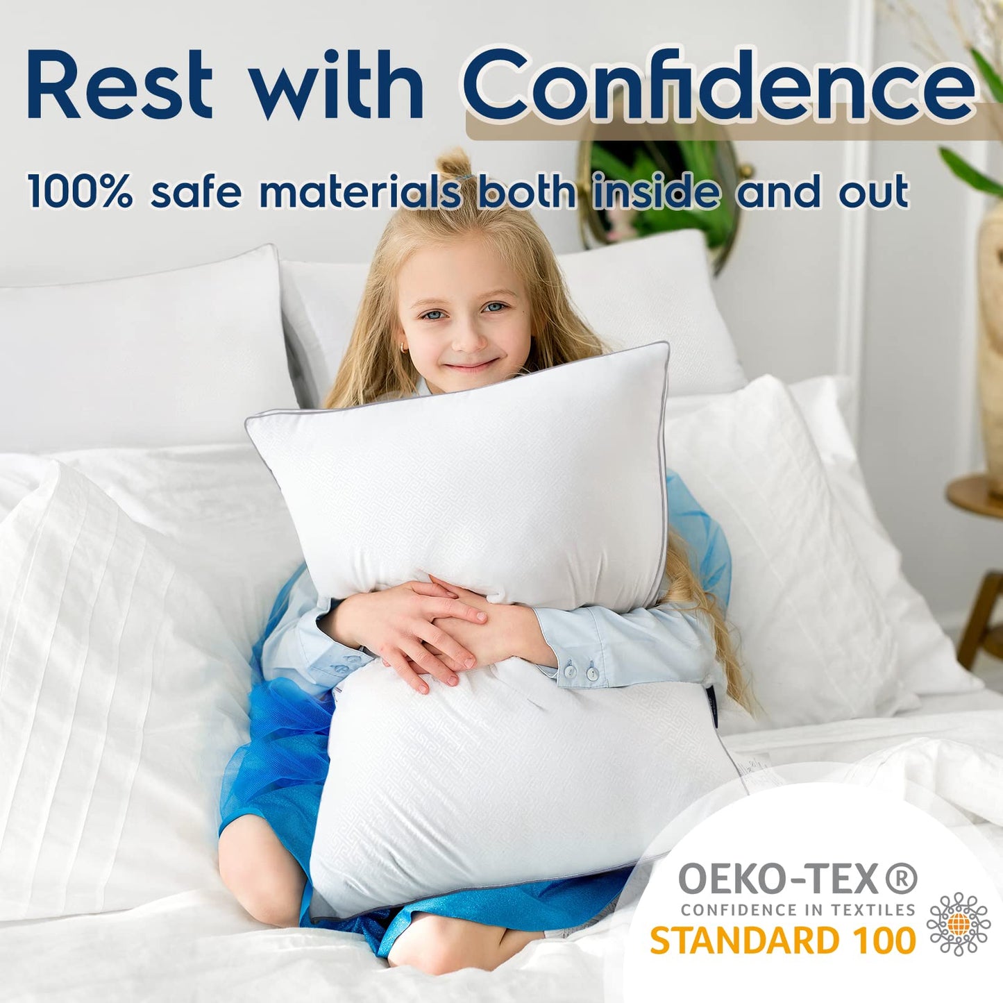 Set of 2 Pillows for Back, Stomach, or Side Sleepers