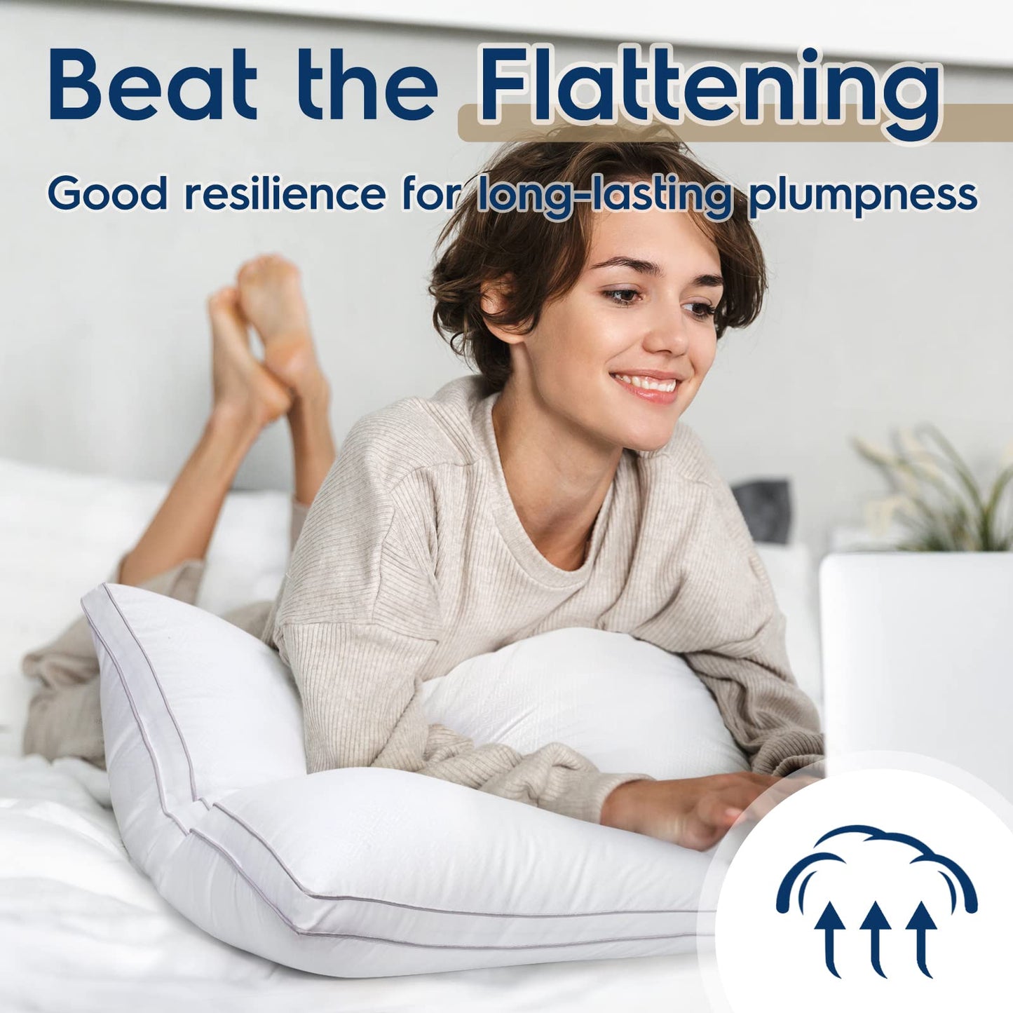 Set of 2 Pillows for Back, Stomach, or Side Sleepers