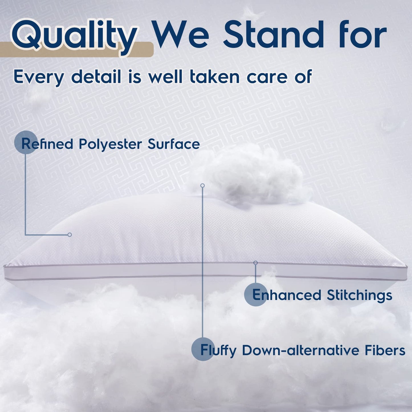 Set of 2 Pillows for Back, Stomach, or Side Sleepers