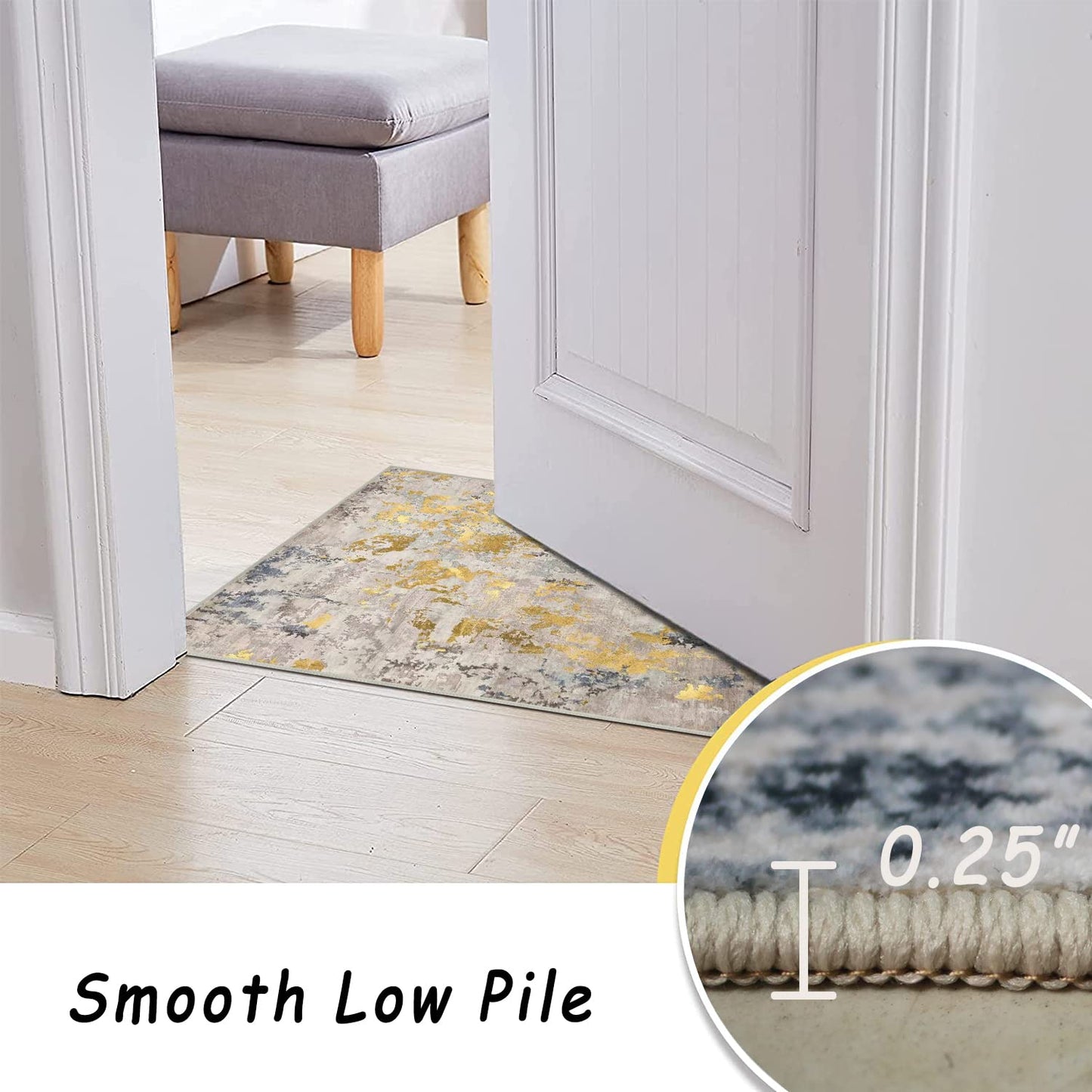Boho Washable Rug 5x7, Soft Velvet Area Rug for Living Room & Bedroom