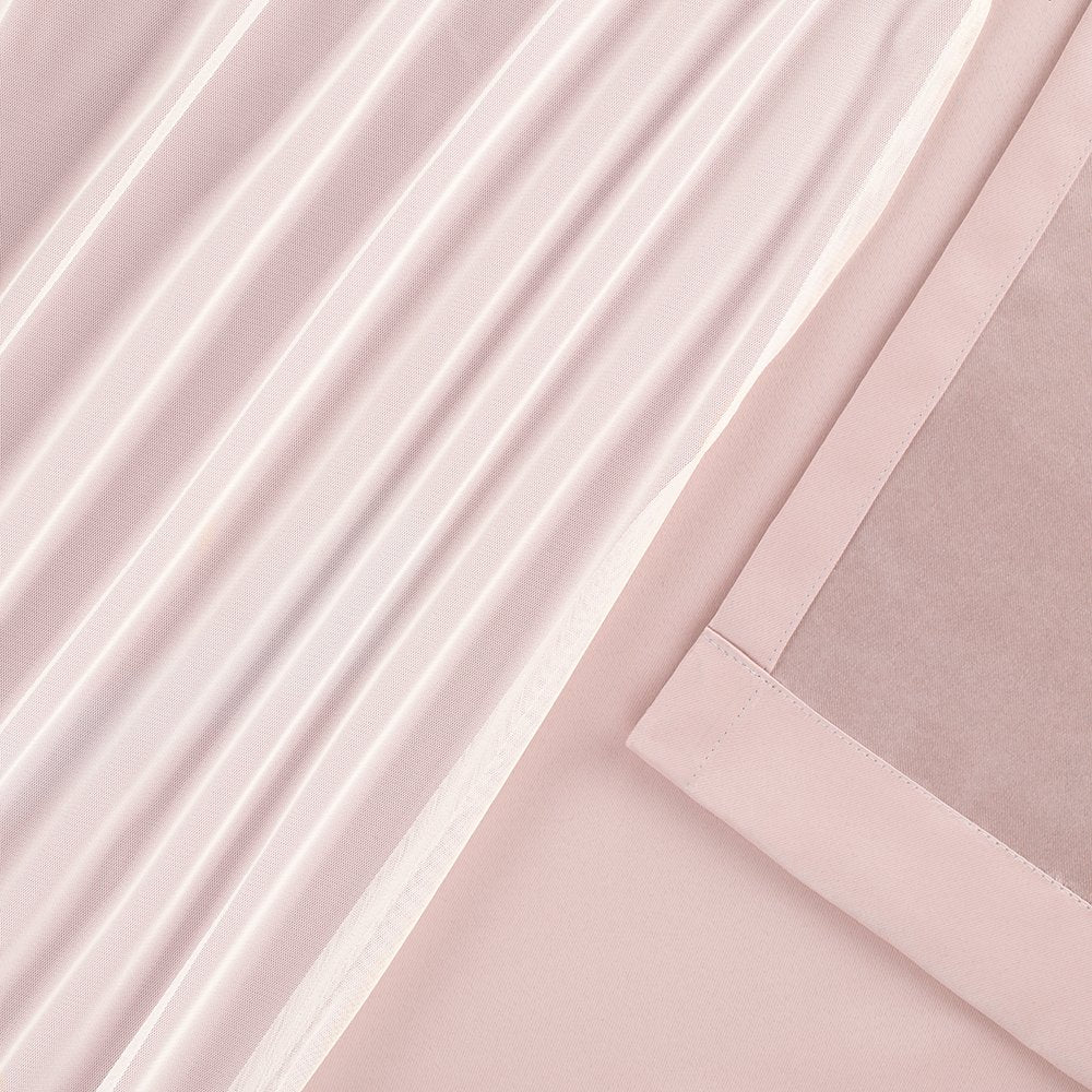 Rose Blush Boho-Inspired Layered Curtain Panels, 52"x84"