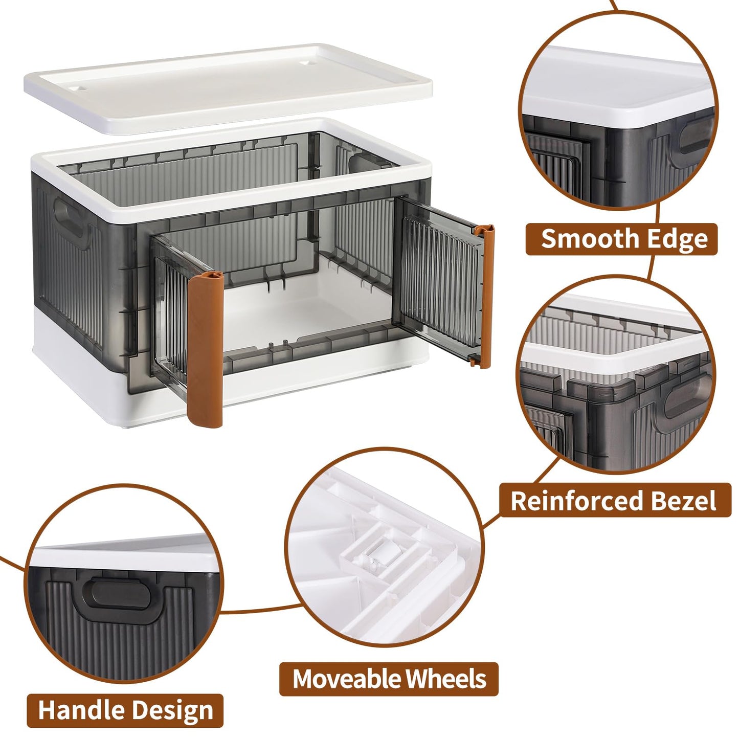 Boho Closet Organizer Bin Set - Foldable Storage Bins with Lids and Doors, 3 Pack