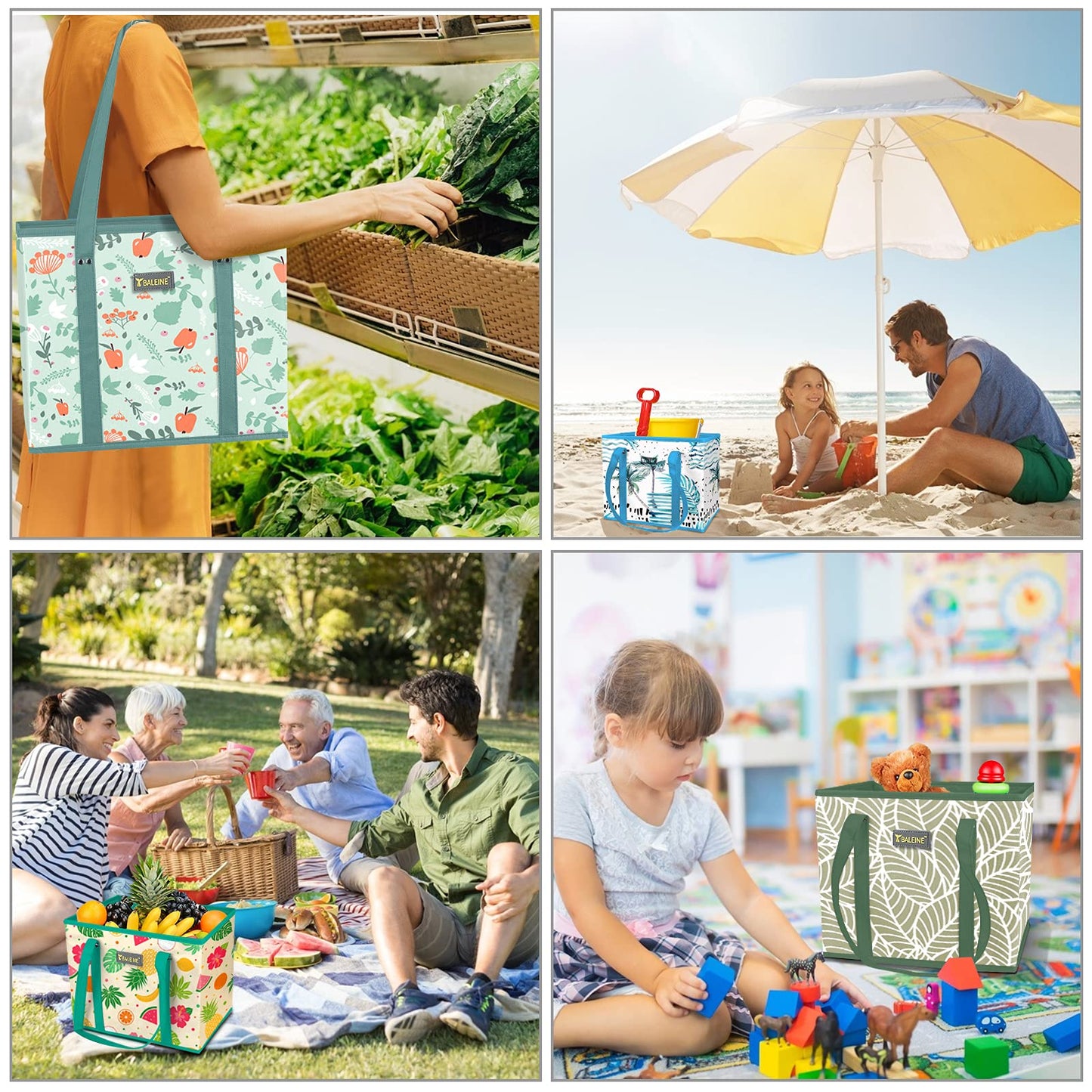 Foldable Reusable Grocery Bags (3 Pack) Extra Large and Sturdy
