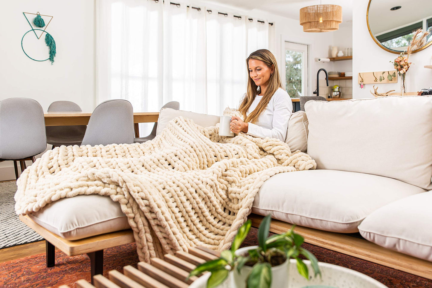 Chunky Knit Blanket, Queen Size