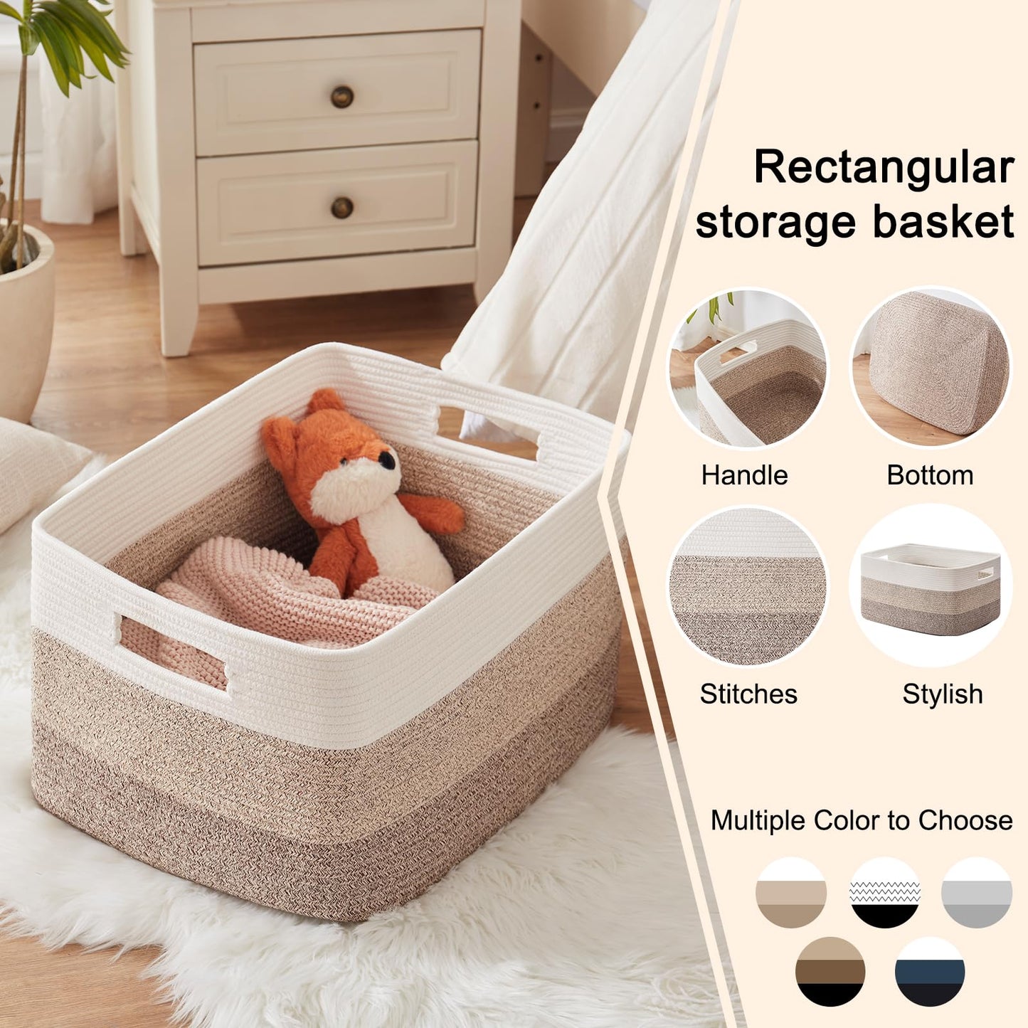 Boho Cotton Rope Basket for Storage and Organization