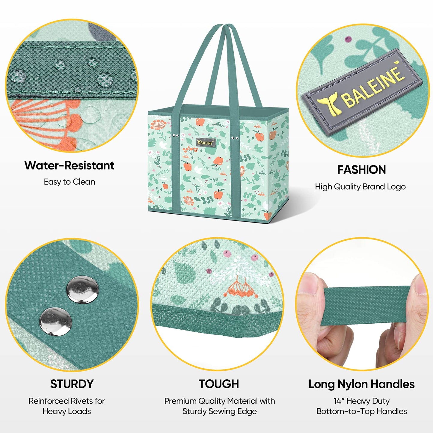 Foldable Reusable Grocery Bags (3 Pack) Extra Large and Sturdy
