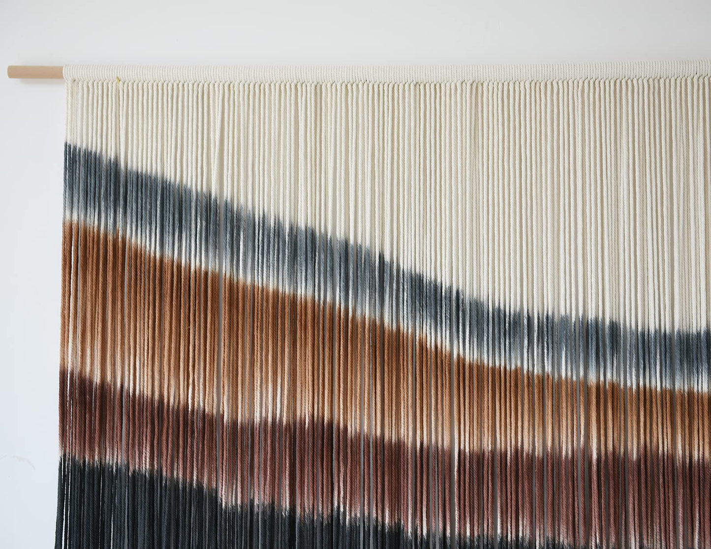 Boho Macrame Wall Hanging - Large Tie-Dye Tapestry, 59" x 35", Coffee Brown & Multi-Color