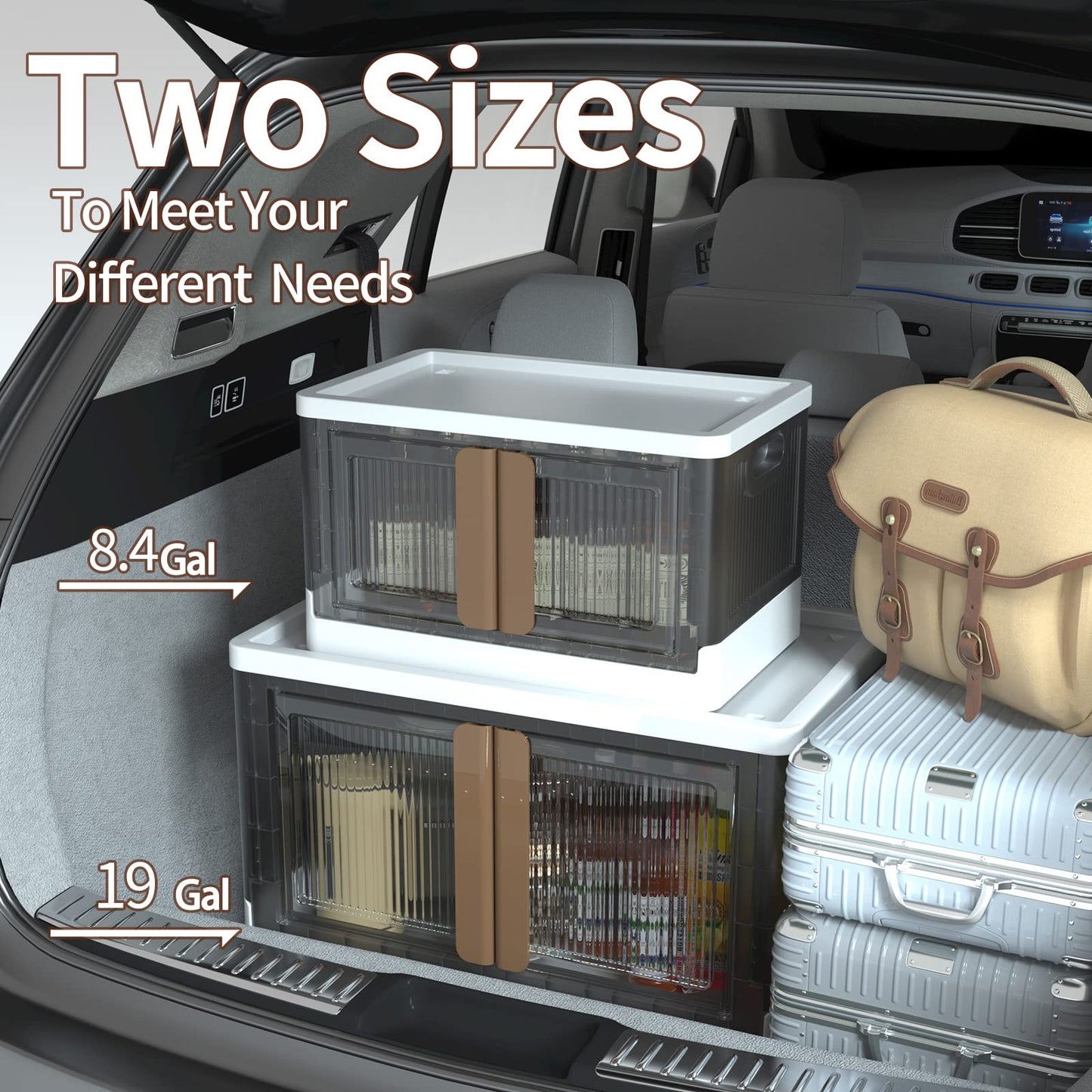 Boho Closet Organizer Bin Set - Foldable Storage Bins with Lids and Doors, 3 Pack