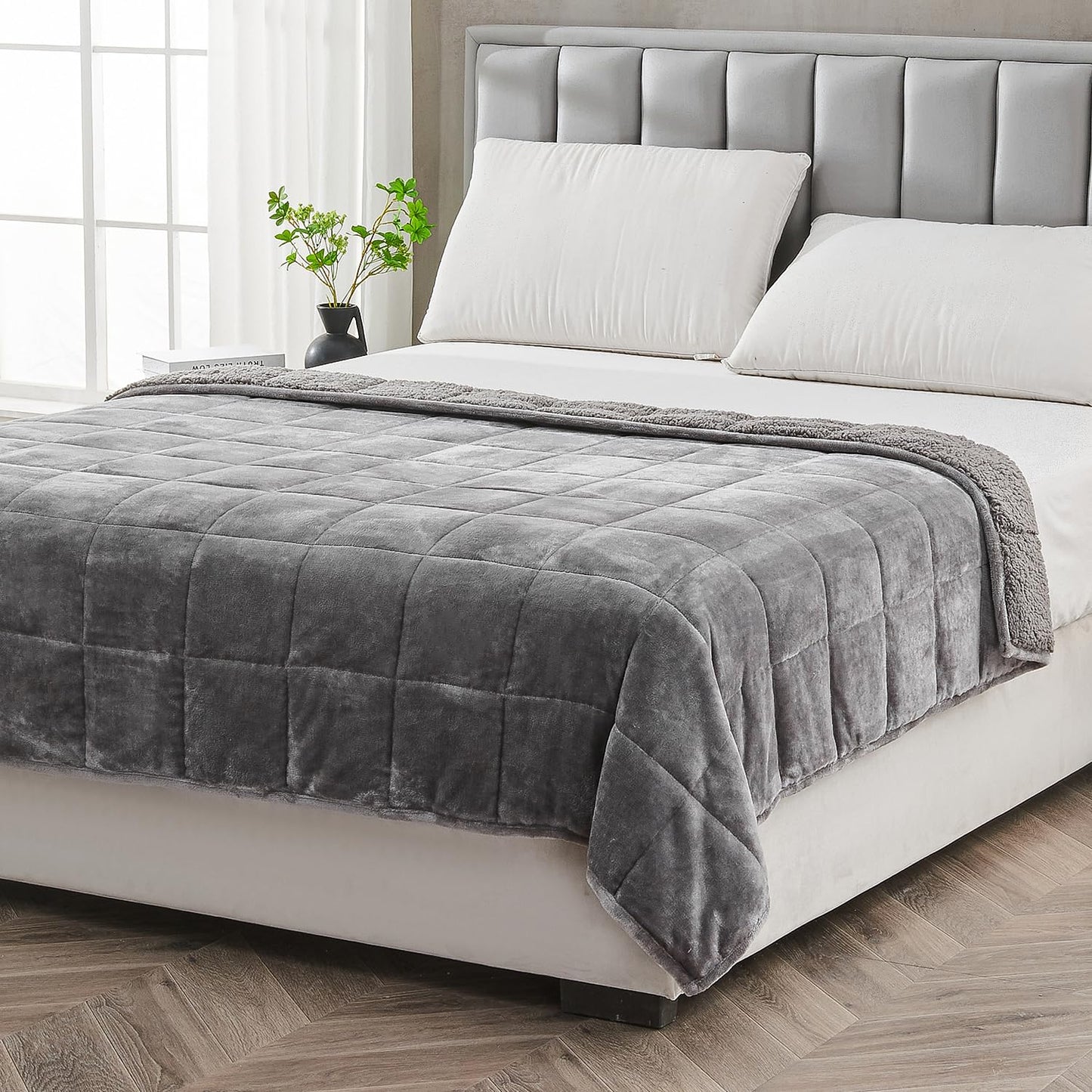 Sherpa Fleece Weighted Blanket, 15lbs