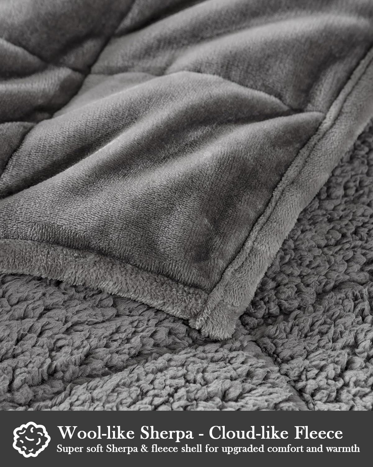 Sherpa Fleece Weighted Blanket, 15lbs
