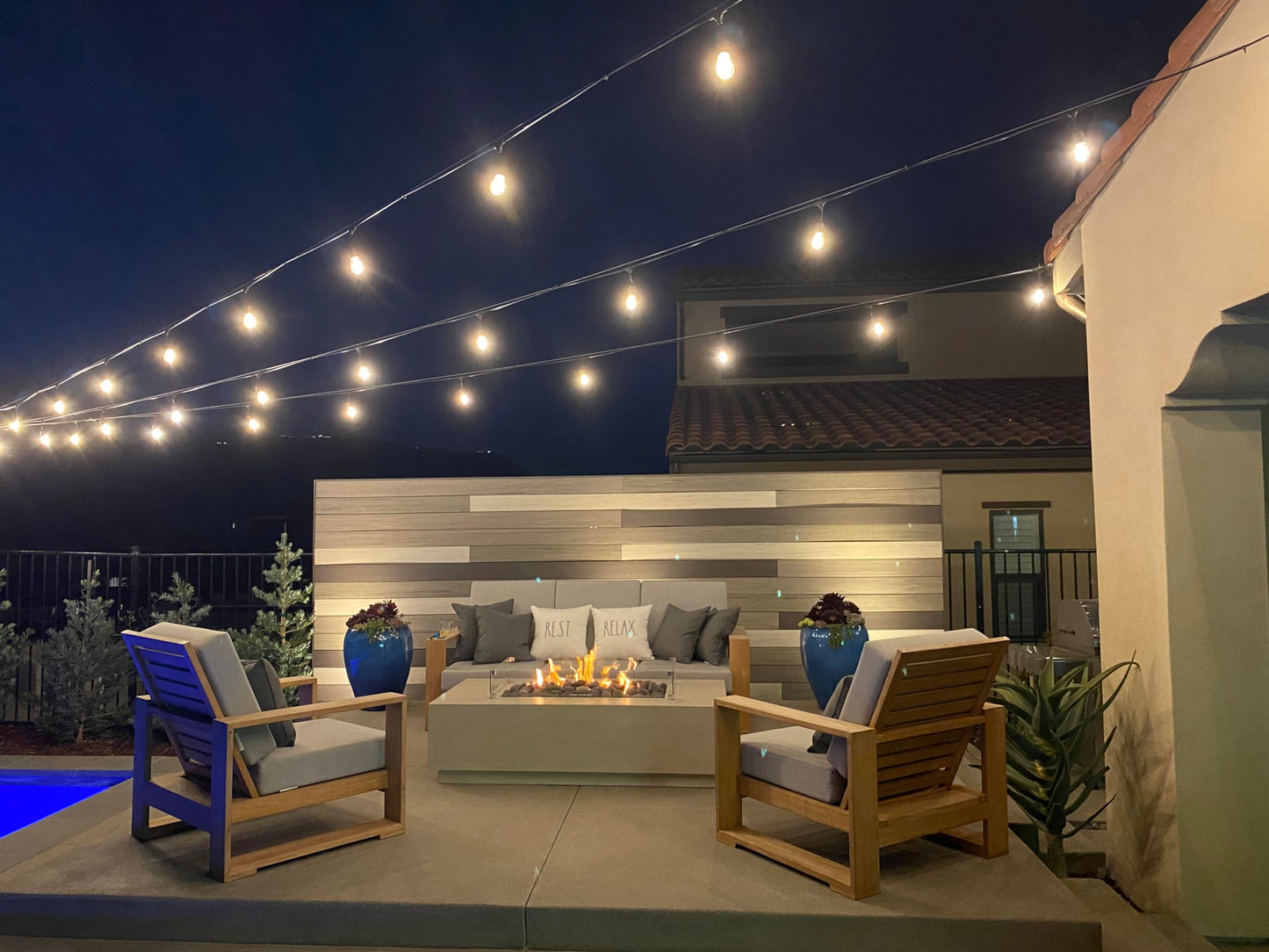 Waterproof LED Outdoor String Lights - Dimmable Vintage Edison Bulbs - 48 Ft Commercial Grade Patio Lighting