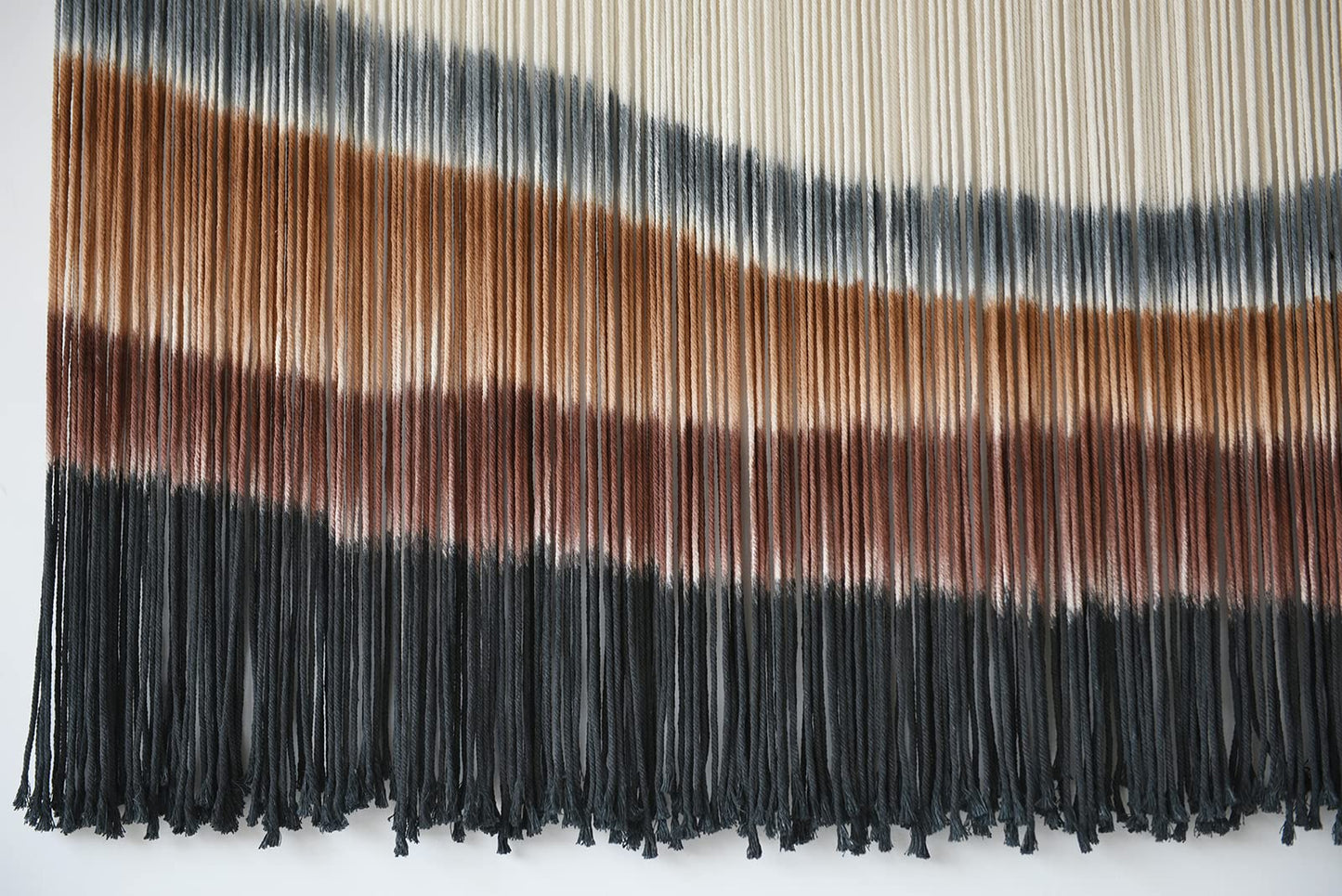 Boho Macrame Wall Hanging - Large Tie-Dye Tapestry, 59" x 35", Coffee Brown & Multi-Color
