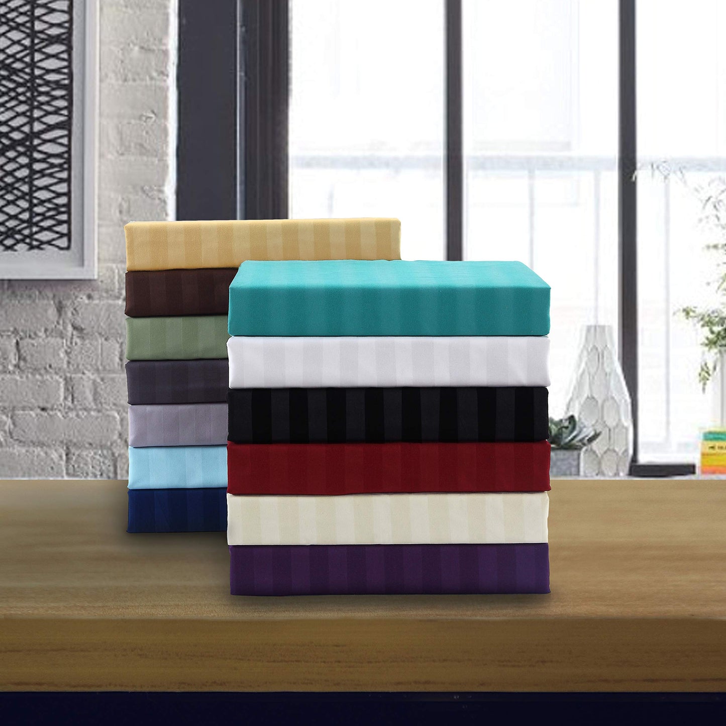 Elegant Comfort Boho 6-Piece Bed Sheet Set - Premier Hotel Quality, Wrinkle Resistant, Damask Stripe