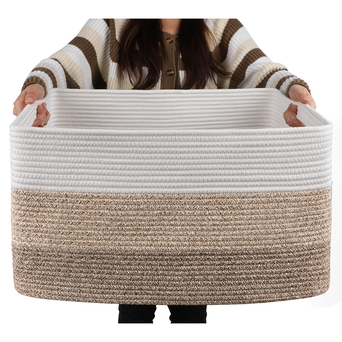 Boho Cotton Rope Basket for Storage and Organization