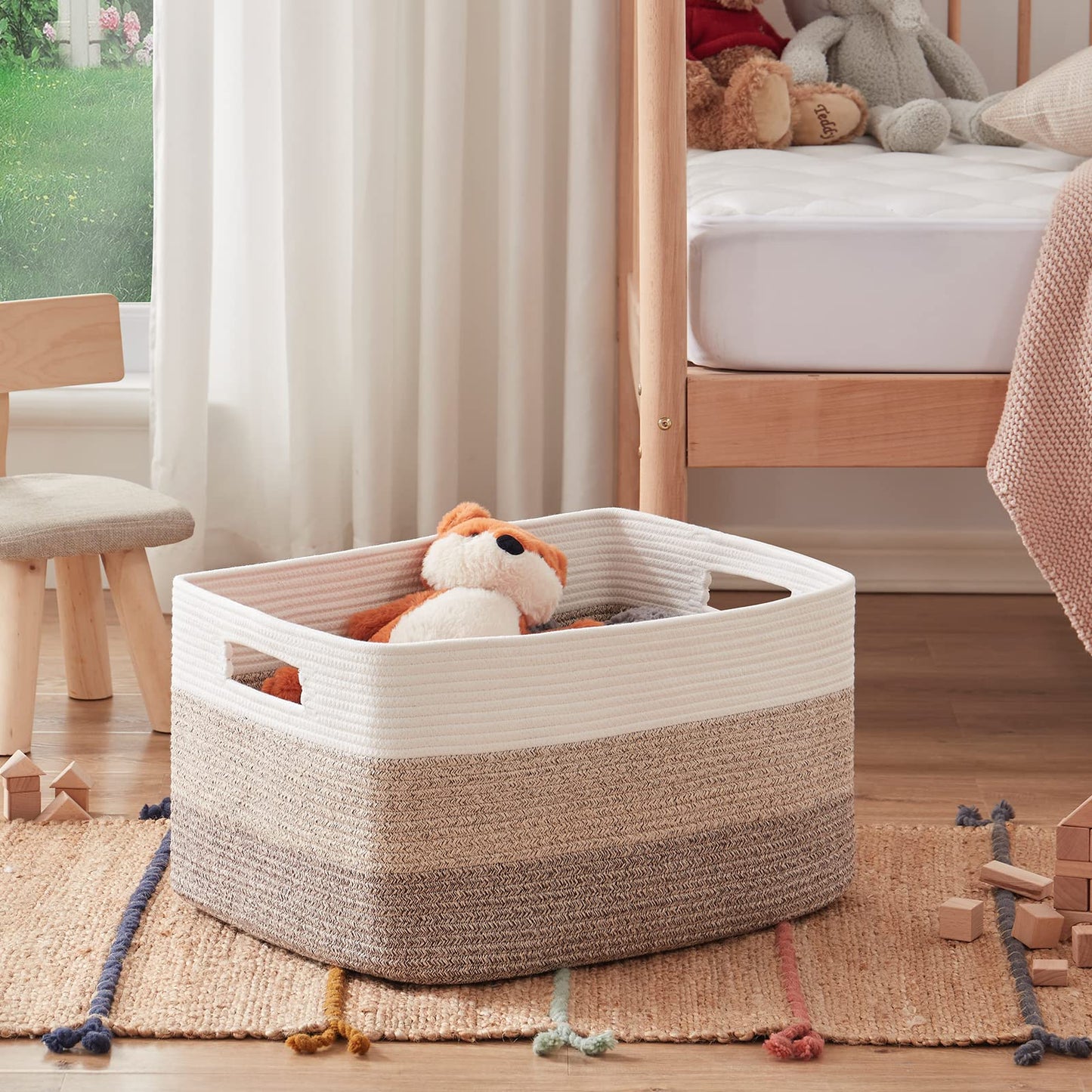 Boho Cotton Rope Basket for Storage and Organization