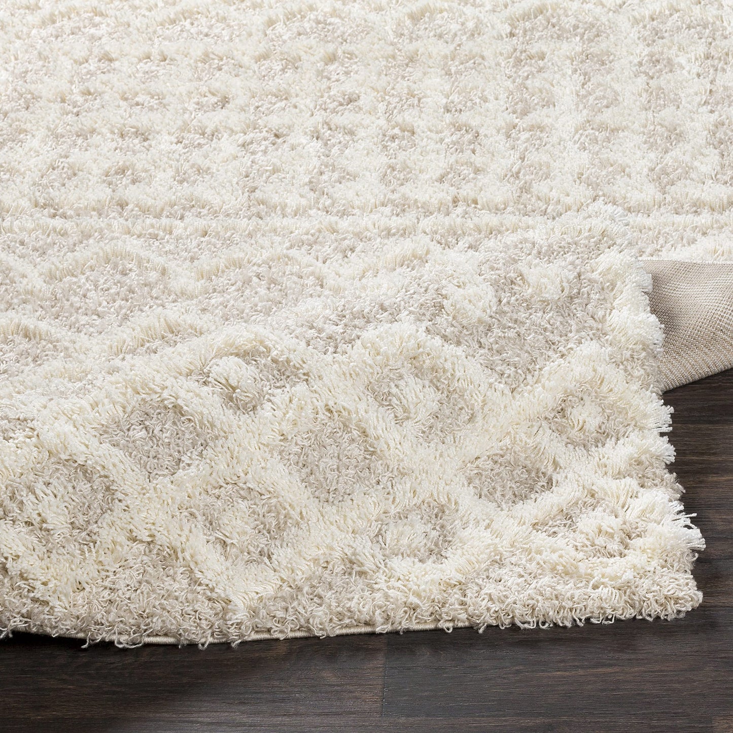 Beige Moroccan Shag Area Rug - 4'3" x 5'7" Plush Power Loomed - Cozy, Stain-Resistant for Living Room & Bedroom