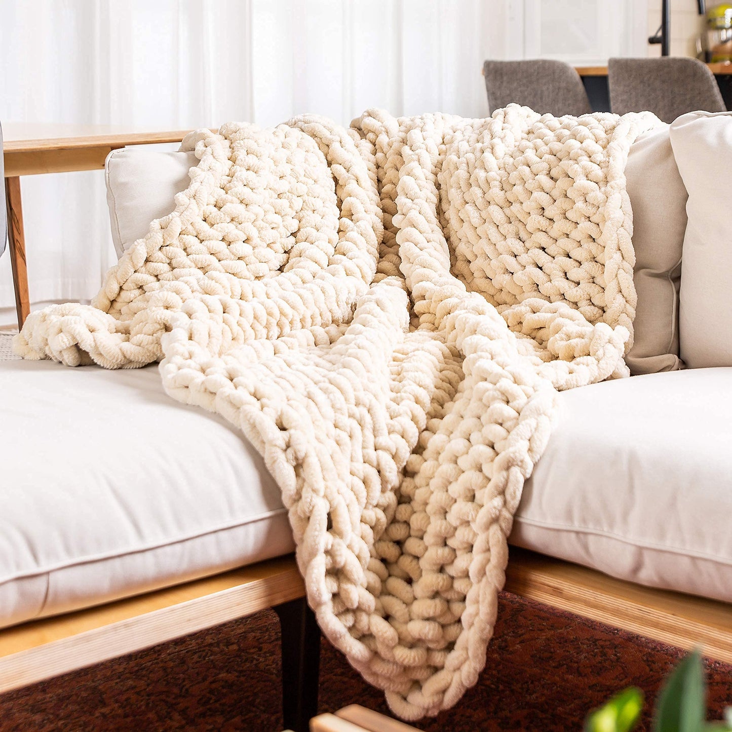 Chunky Knit Blanket, Queen Size