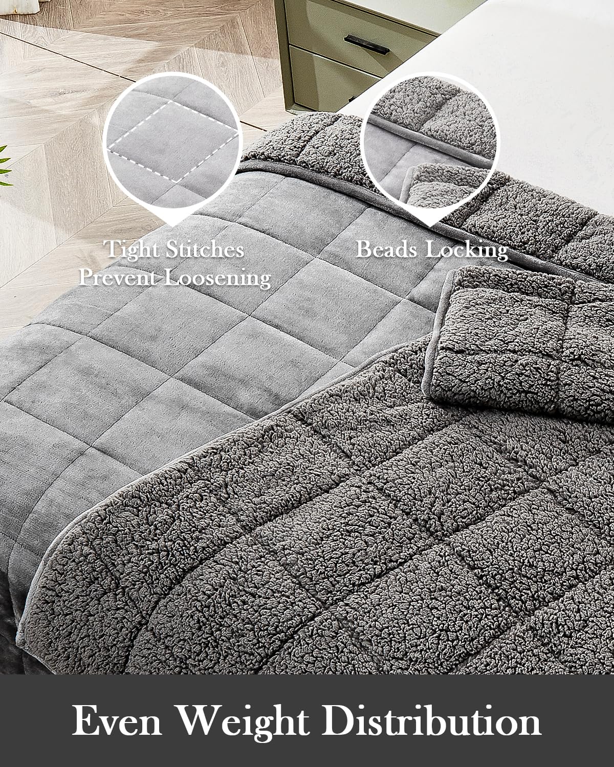Sherpa Fleece Weighted Blanket, 15lbs