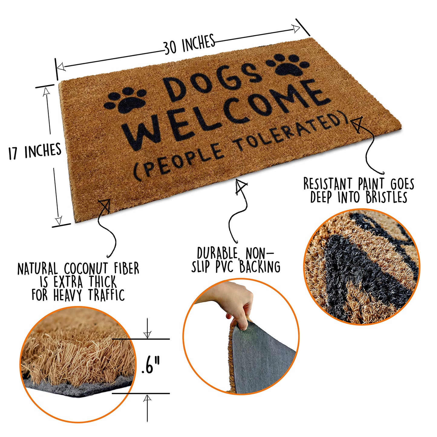 Dogs Welcome Door Mat - Funny Dog Doormat for Boho Home Decor