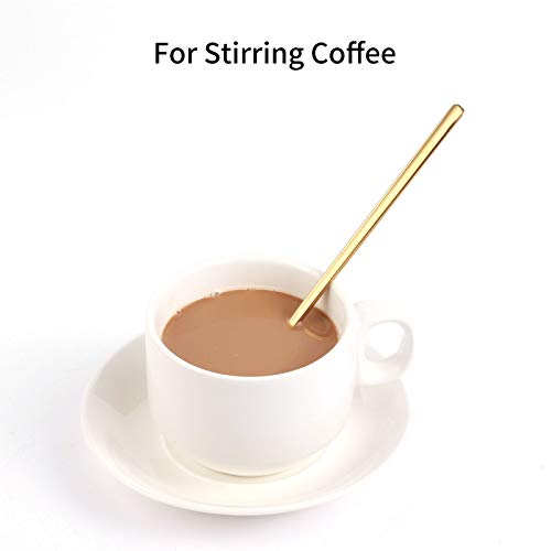 Boho Gold Coffee Spoons Set - 4 Pieces, 6.7 Inches Stainless Steel Tea and Espresso Stirring Spoons