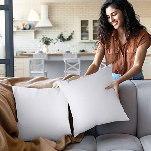 Throw Pillow Inserts (Pack of 2, White) - 18 x 18 Inches for Bed and Couch - Indoor Decorative Pillows