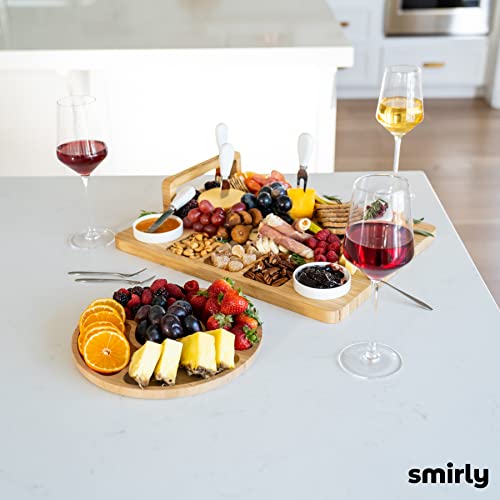 Large Bamboo Charcuterie Board Set - Perfect Mother's Day, Housewarming, and Wedding Gift for Boho Home Chefs
