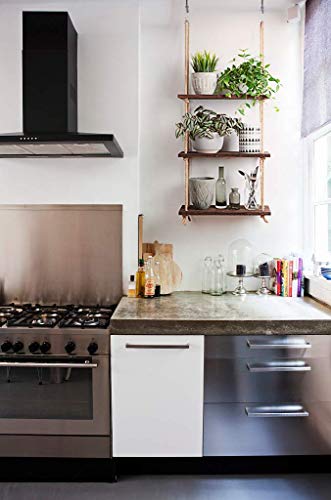 Rustic Wood 3-Tier Hanging Shelves - Boho Floating Wall Display for Photos, Plants, and Storage - Ideal for Dorm, Bathroom, Bedroom, or Living Room Decor