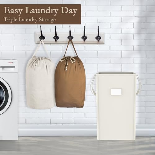 Laundry Hamper Collapsible with 2 Washable Laundry Bags, Dirty Clothes Hamper for College Dorm