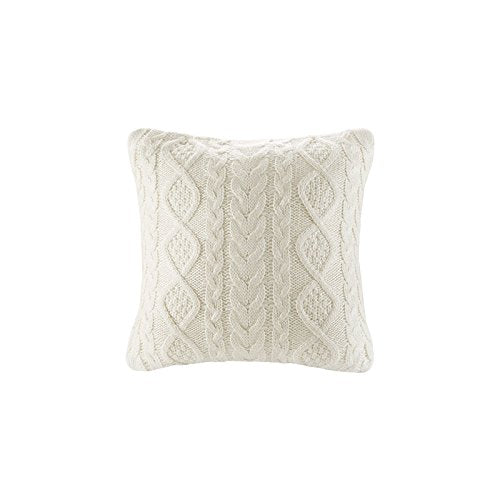 Boho Knit Throw Pillow Cover - Farmhouse Sweater Cushion Cover for Couch, Bed, Home Decor, 18x18 inches