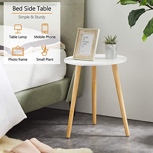 Boho Round Side Table - 16.5 x 20.5 Inches Modern Nightstand for Living Room, Bedroom, Small Spaces