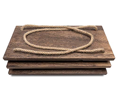 Rustic Wood 3-Tier Hanging Shelves - Boho Floating Wall Display for Photos, Plants, and Storage - Ideal for Dorm, Bathroom, Bedroom, or Living Room Decor