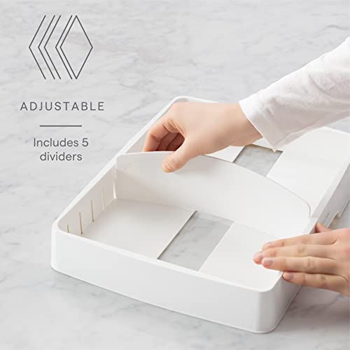 Food Container Lid Organizer, Large, BPA-Free Adjustable Plastic for Kitchen Cabinet