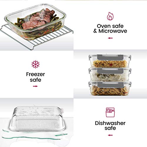 Glass Storage Containers with Lids - 24 Piece Set for Meal Prep and Leftovers