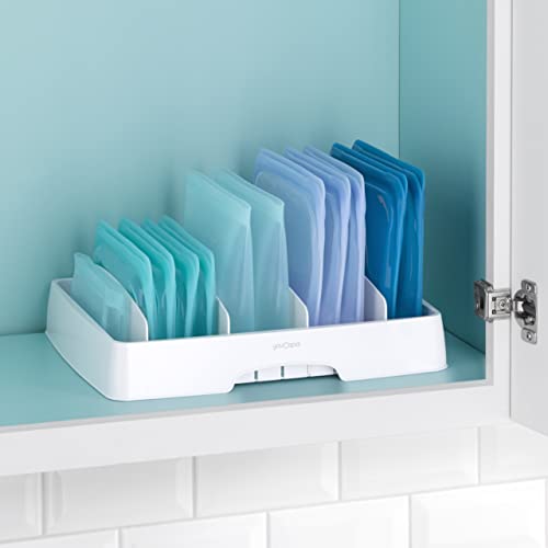 Food Container Lid Organizer, Large, BPA-Free Adjustable Plastic for Kitchen Cabinet