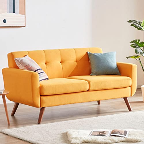 Loveseat Sofa, Mid Century Modern Button Tufted Upholstered Small Couch for Living Room