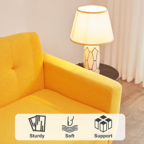 Loveseat Sofa, Mid Century Modern Button Tufted Upholstered Small Couch for Living Room
