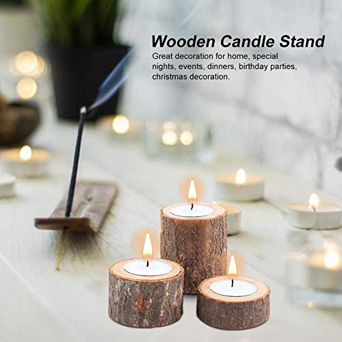 Wooden Tea Light Candle Holders for Wedding Centerpieces and Home Decoration - Set of 3