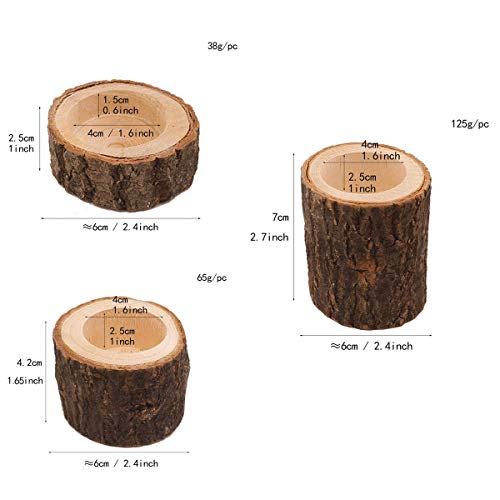 Wooden Tea Light Candle Holders for Wedding Centerpieces and Home Decoration - Set of 3