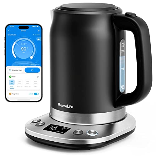 Smart Electric Kettle with WiFi Control - Temperature Control, 1500W Rapid Boil, 1.7L Stainless Steel, BPA Free