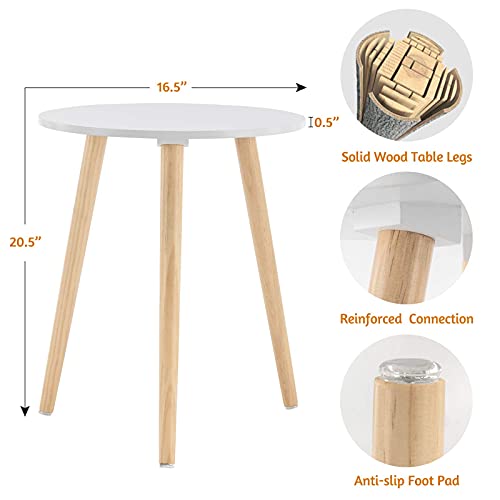 Boho Round Side Table - 16.5 x 20.5 Inches Modern Nightstand for Living Room, Bedroom, Small Spaces
