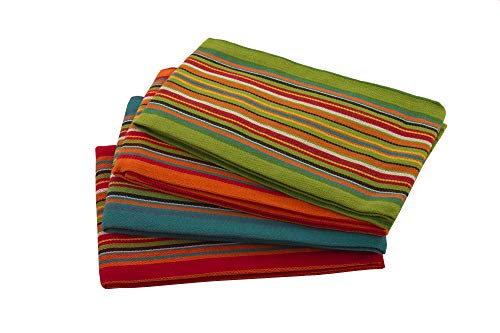 Boho Kitchen Dish Towels, Salsa Stripe, 100% Natural Absorbent Cotton, 28 x 16 inches, Pack of 12-Multi Color