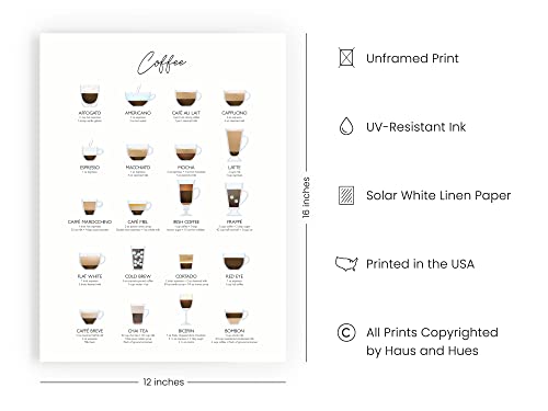 Boho Coffee Art Print - Unframed 12x16 Cafe Decor for Kitchen, Home Coffee Bar, Dorm, and Apartment