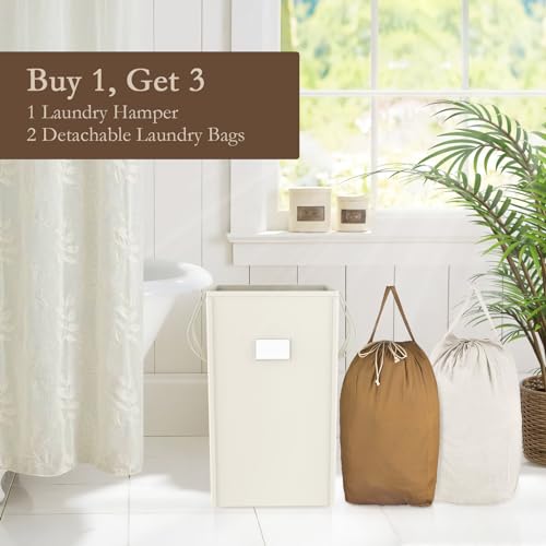 Laundry Hamper Collapsible with 2 Washable Laundry Bags, Dirty Clothes Hamper for College Dorm