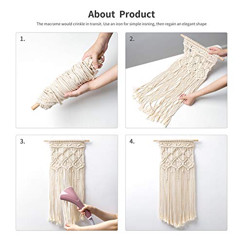 Boho Macrame Woven Wall Hanging Set, Chic Bohemian Geometric Art Decor, Perfect for Bedroom, Nursery, or Apartment, 28" L x 13" W, Cute Gift
